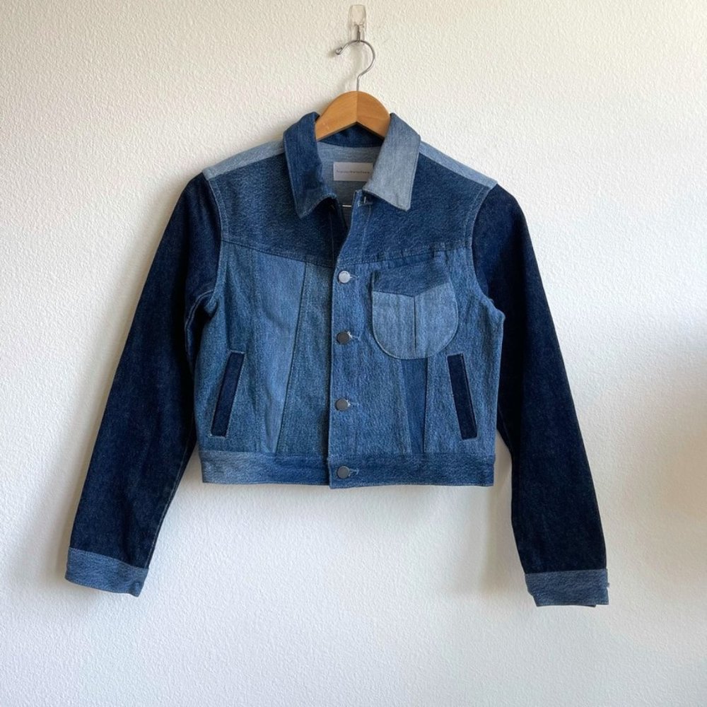 Triarchy Atelier Denim Patchwork Jean Jacket Size… - image 1